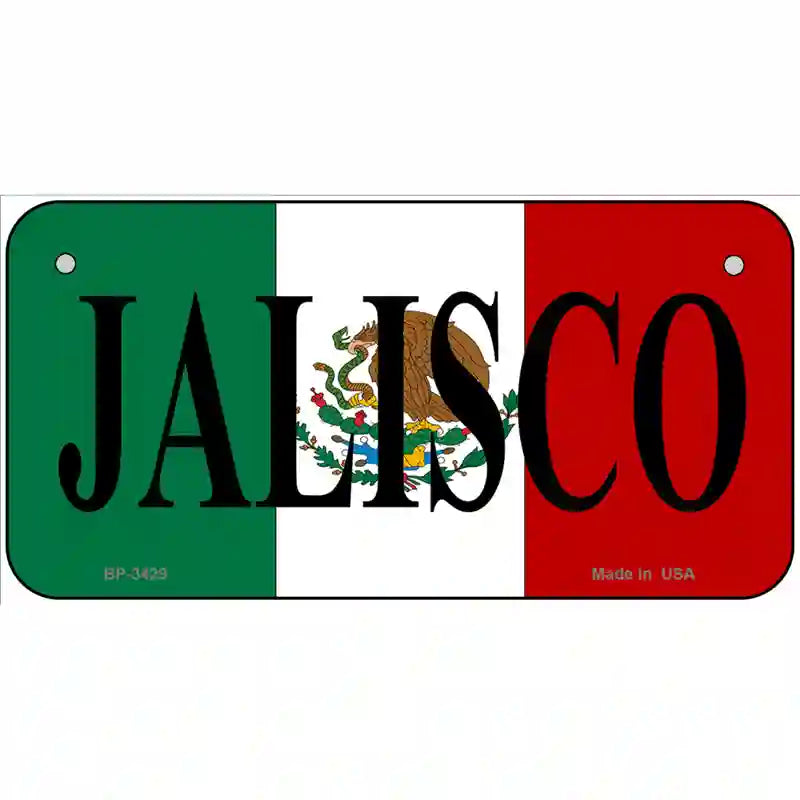 Jalisco on Mexico Flag Metal Novelty License Plate 6" x 3" (BP)