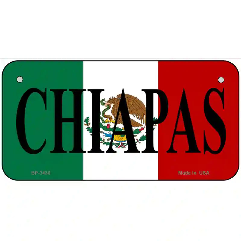 Chiapas on Mexico Flag Metal Novelty License Plate 6" x 3" (BP)