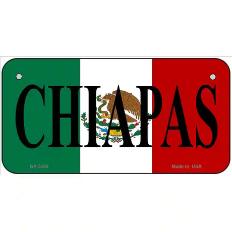 Chiapas on Mexico Flag Metal Novelty License Plate 6" x 3" (BP)