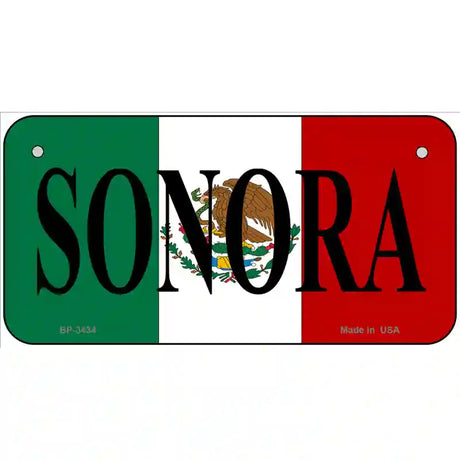 Sonora on Mexico Flag Metal Novelty License Plate 6" x 3" (BP)