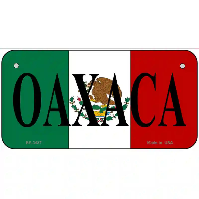 Oaxaca on Mexico Flag Metal Novelty License Plate 6" x 3" (BP)