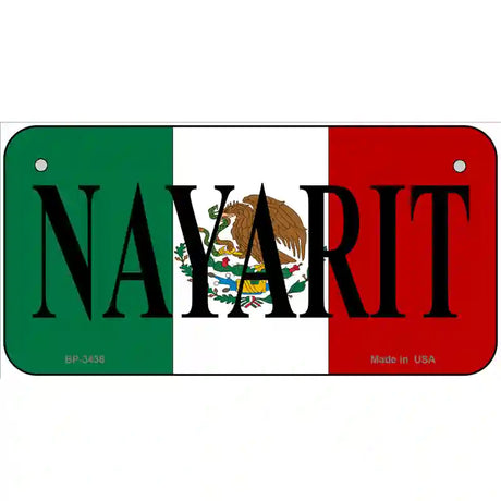 Nayarit on Mexico Flag Metal Novelty License Plate 6" x 3" (BP)