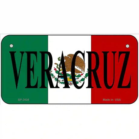 Veracruz on Mexico Flag Metal Novelty License Plate 6" x 3" (BP)