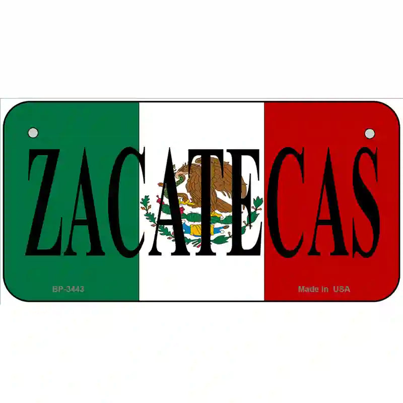 Zacatecas on Mexico Flag Metal Novelty License Plate 6" x 3" (BP)