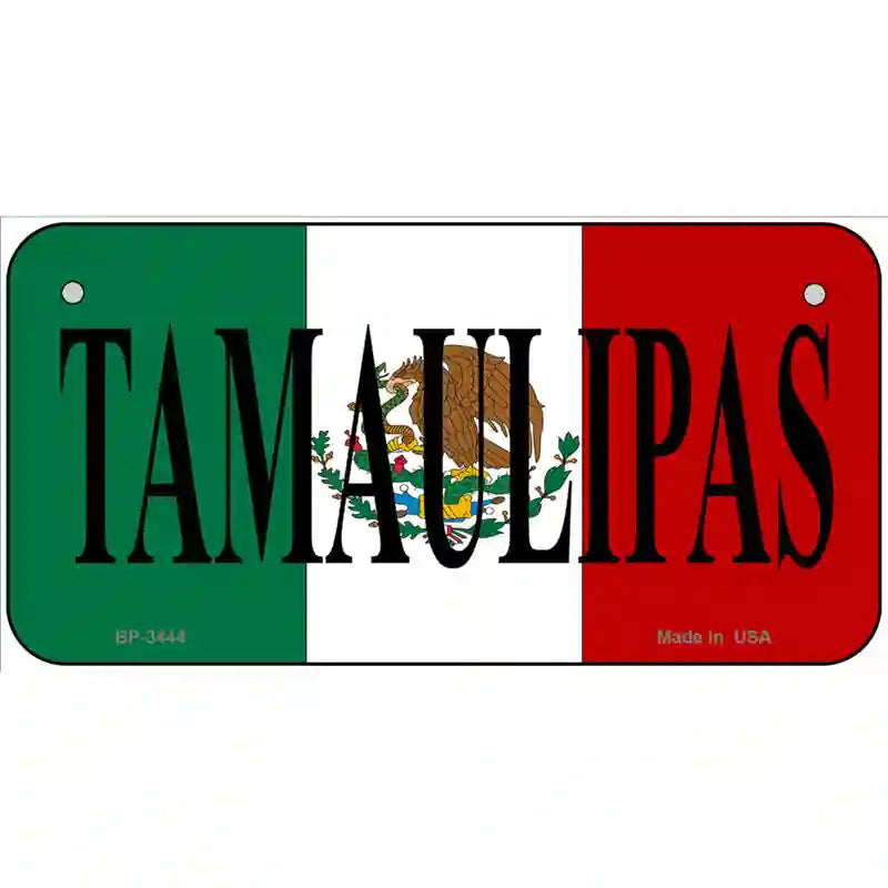 Tamaulipas on Mexico Flag Metal Novelty License Plate 6" x 3" (BP)