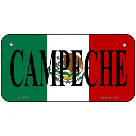 Campeche on Mexico Flag Metal Novelty License Plate 6" x 3" (BP)