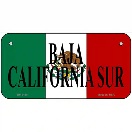 Baja California Sur on Mexico Flag Metal Novelty License Plate 6" x 3" (BP)