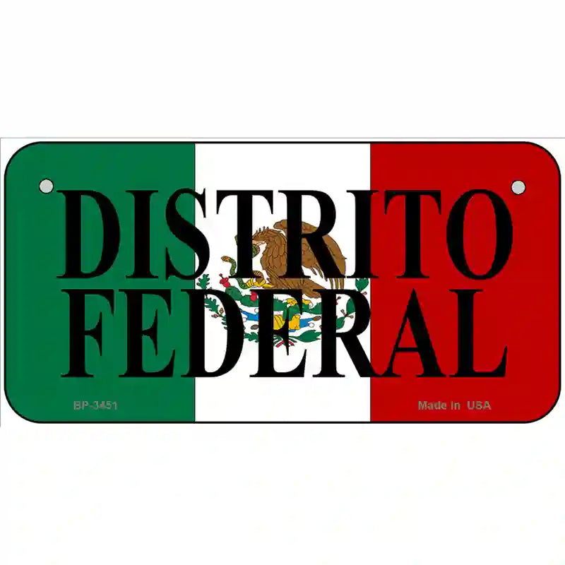 Distrito Federal on Mexico Flag Metal Novelty License Plate 6" x 3" (BP)