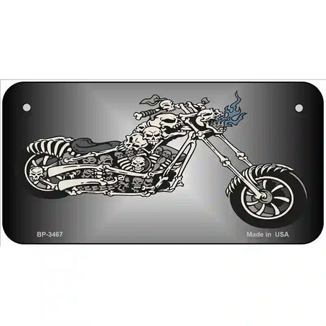 Chopper Skull Metal Novelty License Plate 6" x 3" (BP)