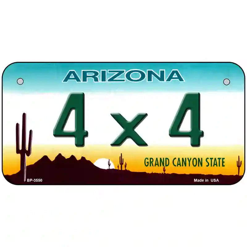 4X4 Arizona Metal Novelty License Plate 6" x 3" (BP)