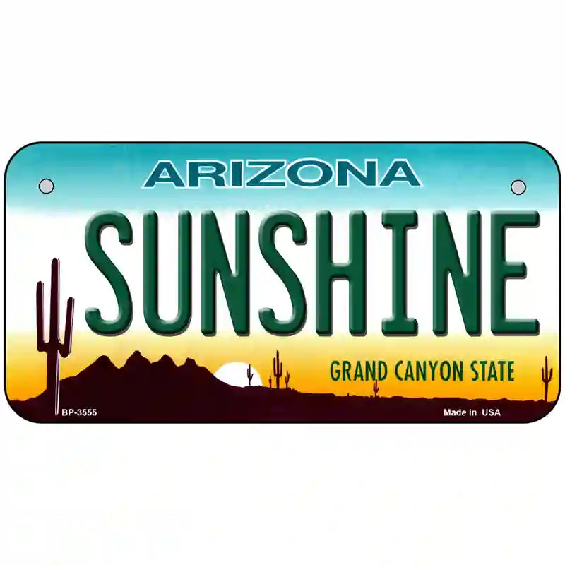 Sunshine Arizona Metal Novelty License Plate 6" x 3" (BP)