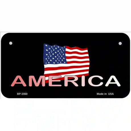 American Flag Black Metal Novelty License Plate 6" x 3" (BP)