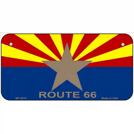 Route 66 Arizona Flag Metal License Plate 6" x 3" (BP)