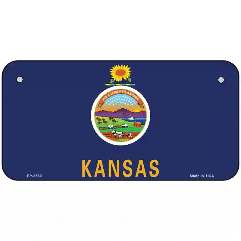 Kansas State Flag Metal Novelty License Plate 6" x 3" (BP)