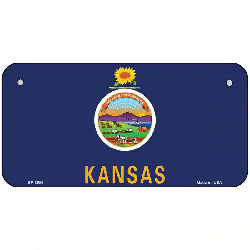 Kansas State Flag Metal Novelty License Plate 6" x 3" (BP)