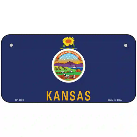 Kansas State Flag Metal Novelty License Plate 6" x 3" (BP)