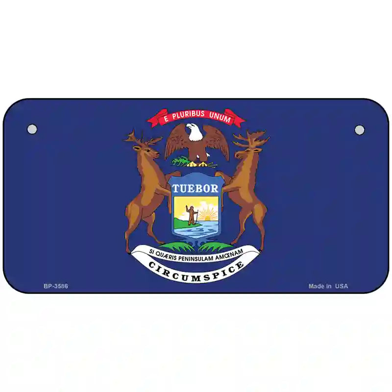 Michigan State Flag Metal Novelty License Plate 6" x 3" (BP)