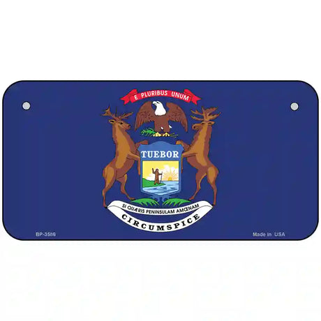 Michigan State Flag Metal Novelty License Plate 6" x 3" (BP)