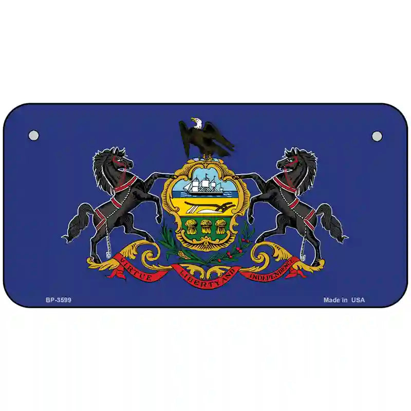 Pennsylvania State Flag Metal Novelty License Plate 6" x 3" (BP)