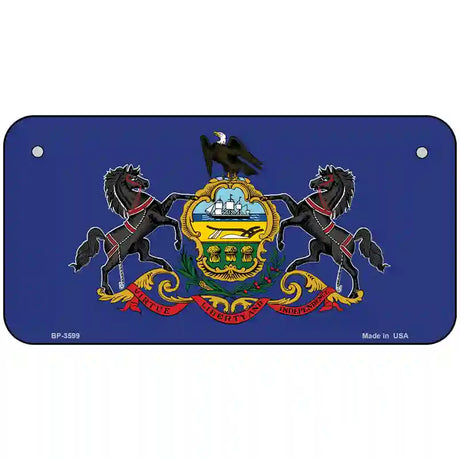 Pennsylvania State Flag Metal Novelty License Plate 6" x 3" (BP)