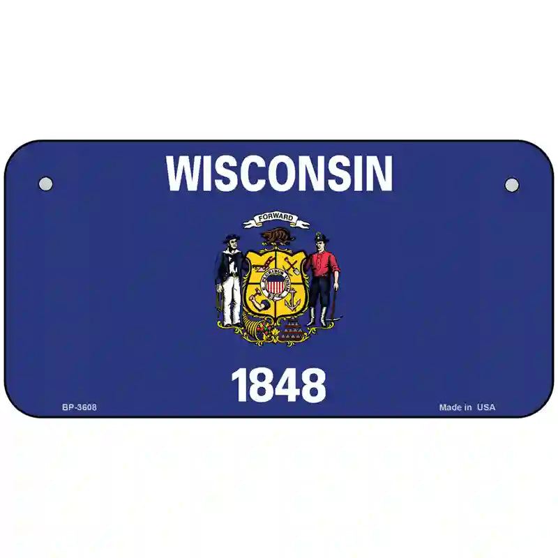 Wisconsin State Flag Metal Novelty License Plate 6" x 3" (BP)