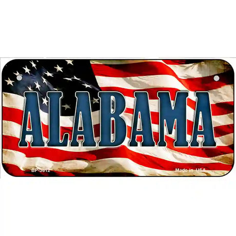 Alabama on American Flag Metal Novelty License Plate 6" x 3" (BP)