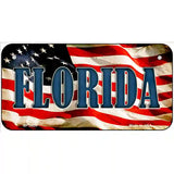 Florida on American Flag Metal Novelty License Plate 6" x 3" (BP)