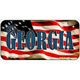 Georgia on American Flag Metal Novelty License Plate 6" x 3" (BP)