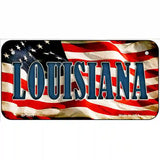 Louisiana on American Flag Metal Novelty License Plate 6" x 3" (BP)