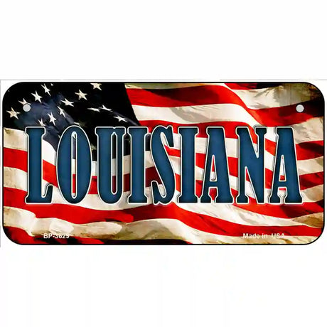 Louisiana on American Flag Metal Novelty License Plate 6" x 3" (BP)