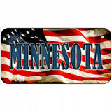 Minnesota on American Flag Metal Novelty License Plate 6" x 3" (BP)