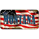 Montana on American Flag Metal Novelty License Plate 6" x 3" (BP)