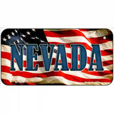 Nevada on American Flag Metal Novelty License Plate 6" x 3" (BP)