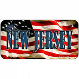 New Jersey on American Flag Metal Novelty License Plate 6" x 3" (BP)