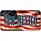 New Mexico on American Flag Metal Novelty License Plate 6" x 3" (BP)