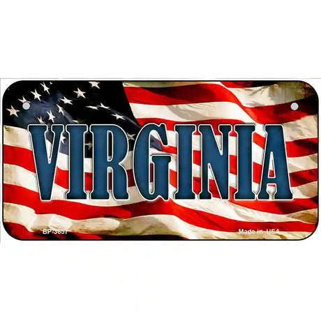 Virginia on American Flag Metal Novelty License Plate 6" x 3" (BP)