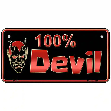 100% Devil Metal Novelty License Plate 6" x 3" (BP)