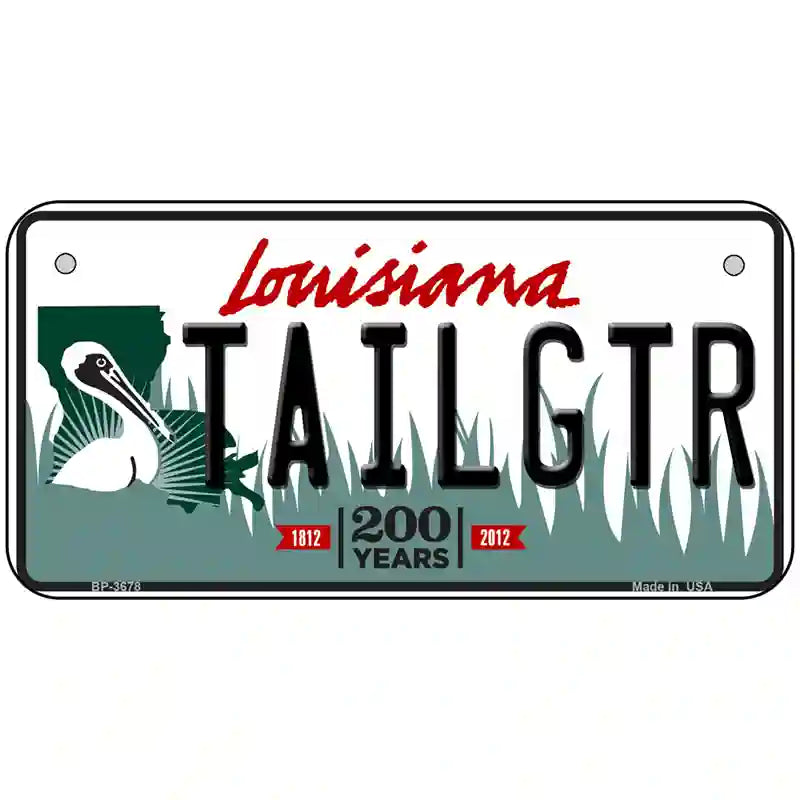 Tailgtr Louisiana Novelty Metal License Plate 6" x 3" (BP)