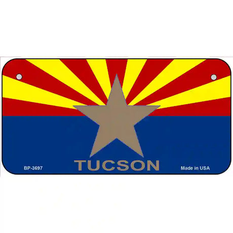 Tucson Arizona State Flag Metal Novelty License Plate 6" x 3" (BP)