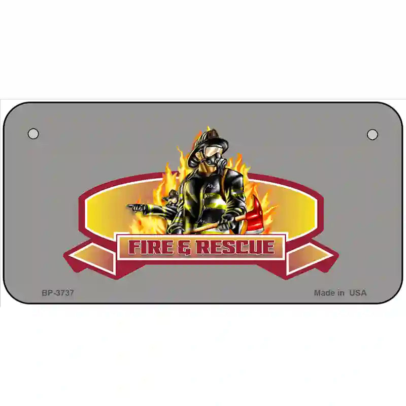 Fire Rescue Metal Novelty License Plate 6" x 3" (BP)