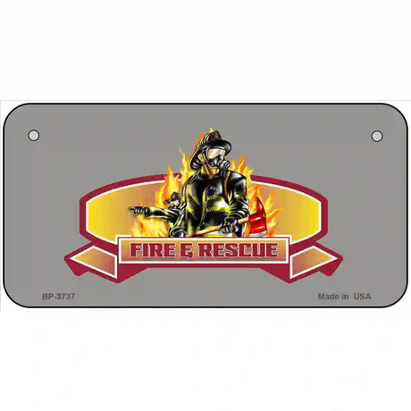 Fire Rescue Metal Novelty License Plate 6" x 3" (BP)