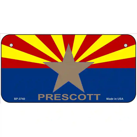 Prescott Arizona State Flag Metal Novelty License Plate 6" x 3" (BP)