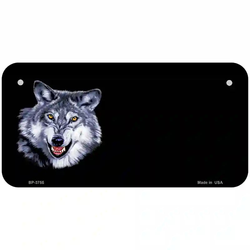 Wolf Offset Metal Novelty License Plate 6" x 3" (BP)