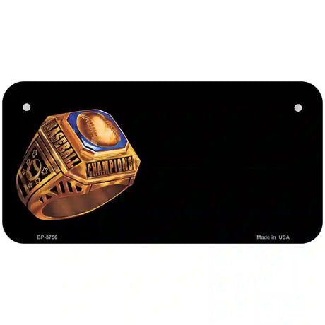 Baseball Champion Ring Offset Metal Novelty License Plate 6" x 3" (BP)