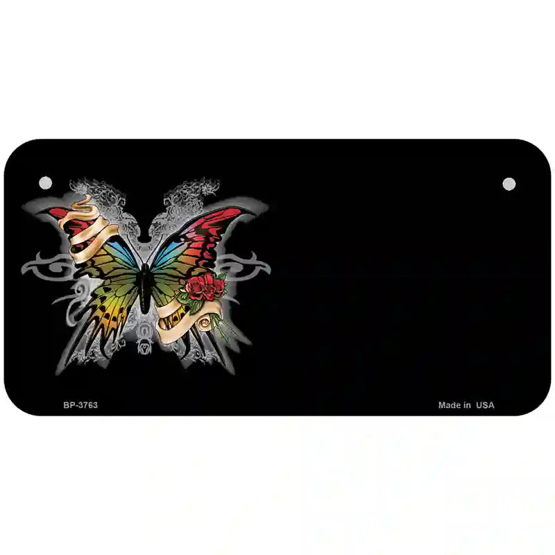 Butterfly Offset Metal Novelty License Plate 6" x 3" (BP)