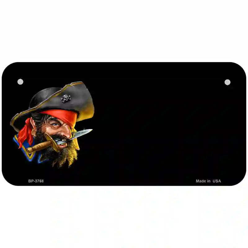 Pirate with Knife Offset Metal Novelty License Plate 6" x 3" (BP)