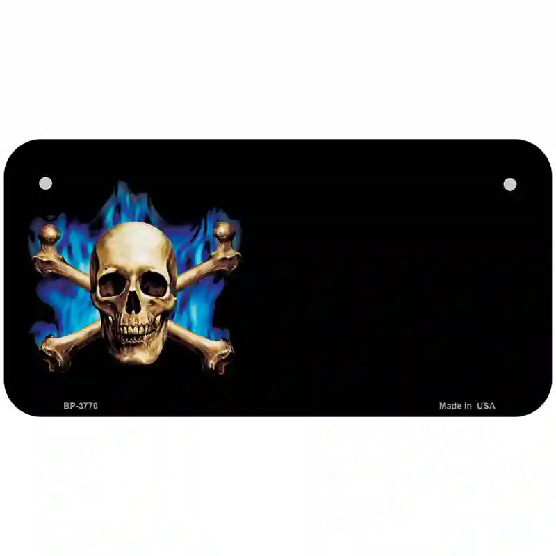 Skull Offset Metal Novelty License Plate 6" x 3" (BP)