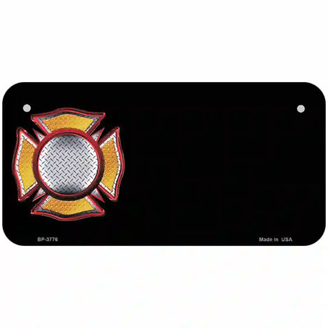 Fire Maltese Cross Offset Metal Novelty License Plate 6" x 3" (BP)