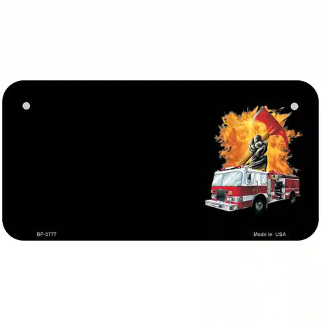 Fire Engine Flames Flaming Ax Offset Metal Novelty License Plate 6" x 3" (BP)