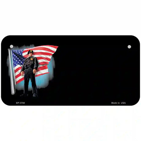 Police Officer American Flag Offset Metal Novelty License Plate 6" x 3" (BP)